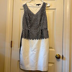 Antonio Melani Dress| White Dress Black Lace Overlay Fitted Dress Size 8